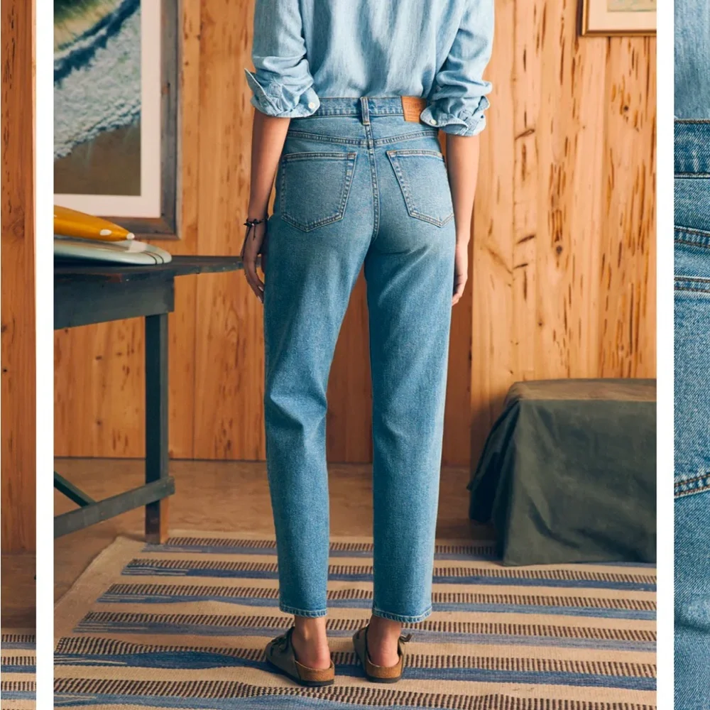 Faherty 25 Organic Cotton Slim Straight Denim Lakewood Wash Mid Rise - Picture 5 of 9